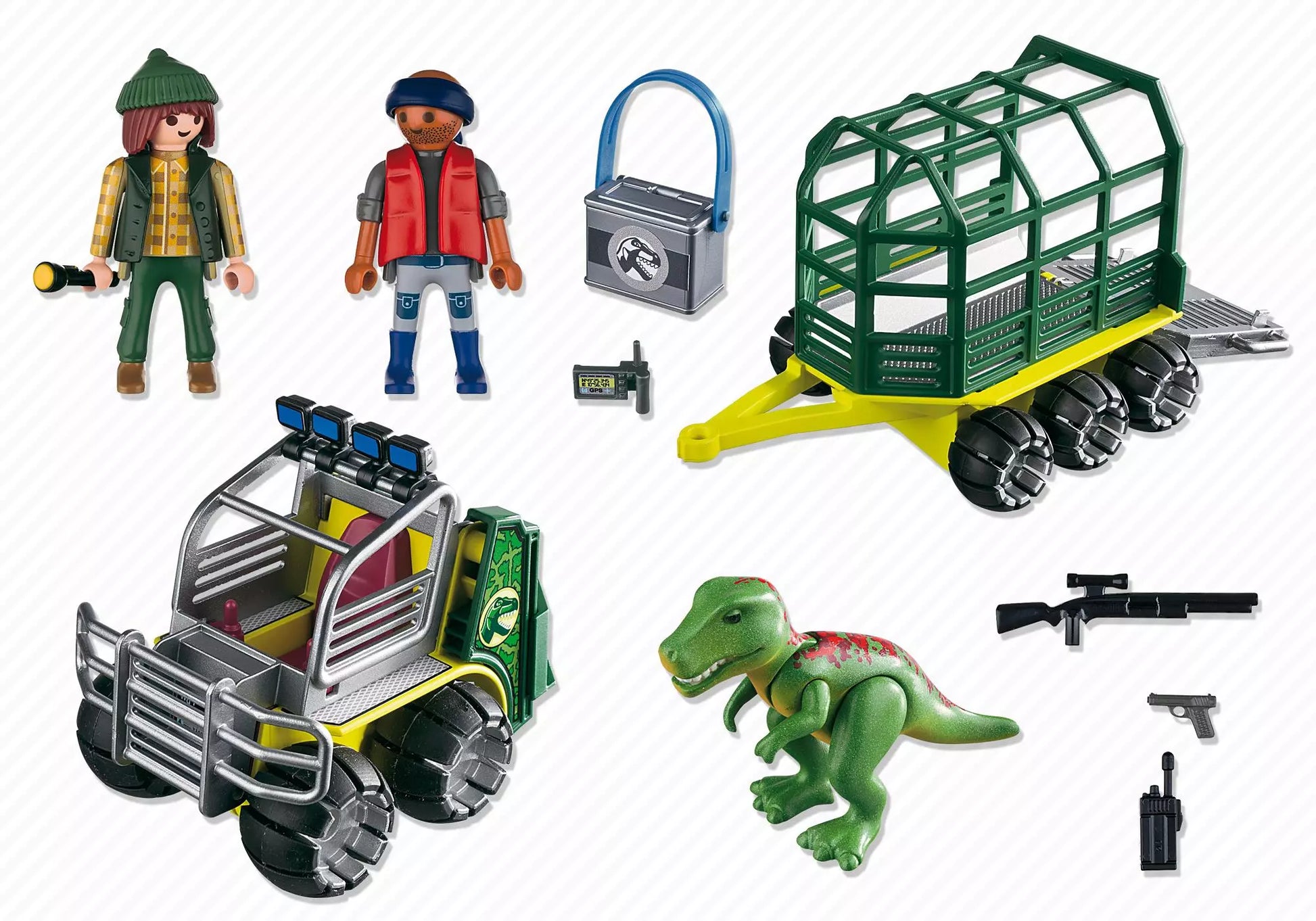 Playmobil 5236 Sammlerstück Dinos Forscherfahrzeug mit Käfiganhänger - plegobil