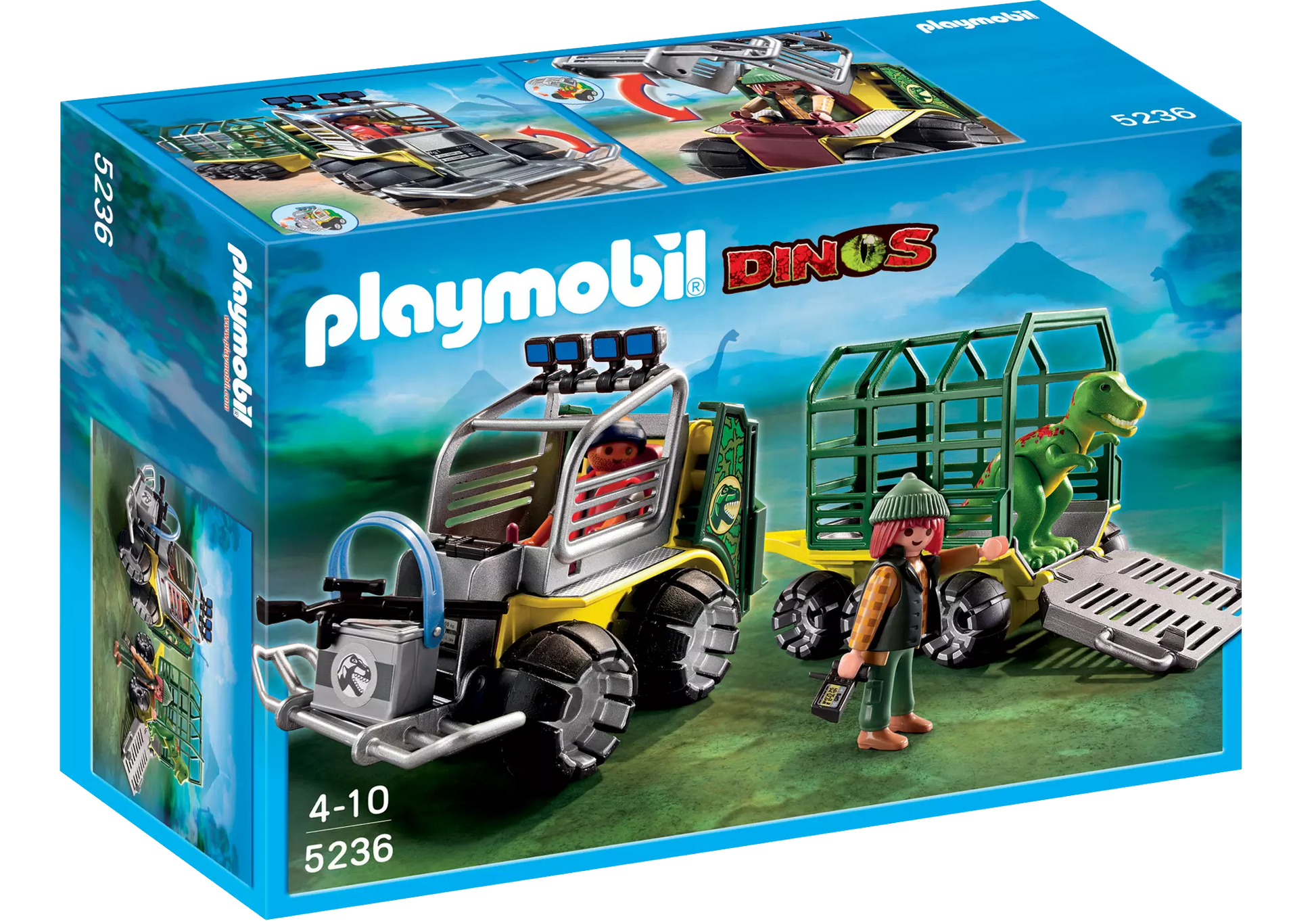 Playmobil 5236 Sammlerstück Dinos Forscherfahrzeug mit Käfiganhänger - plegobil