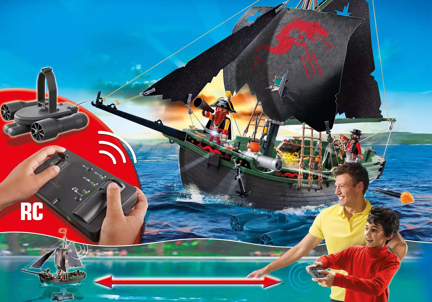 Playmobil 5238 Pirates Piratensegler mit RC-Unterwassermotor - plegobil
