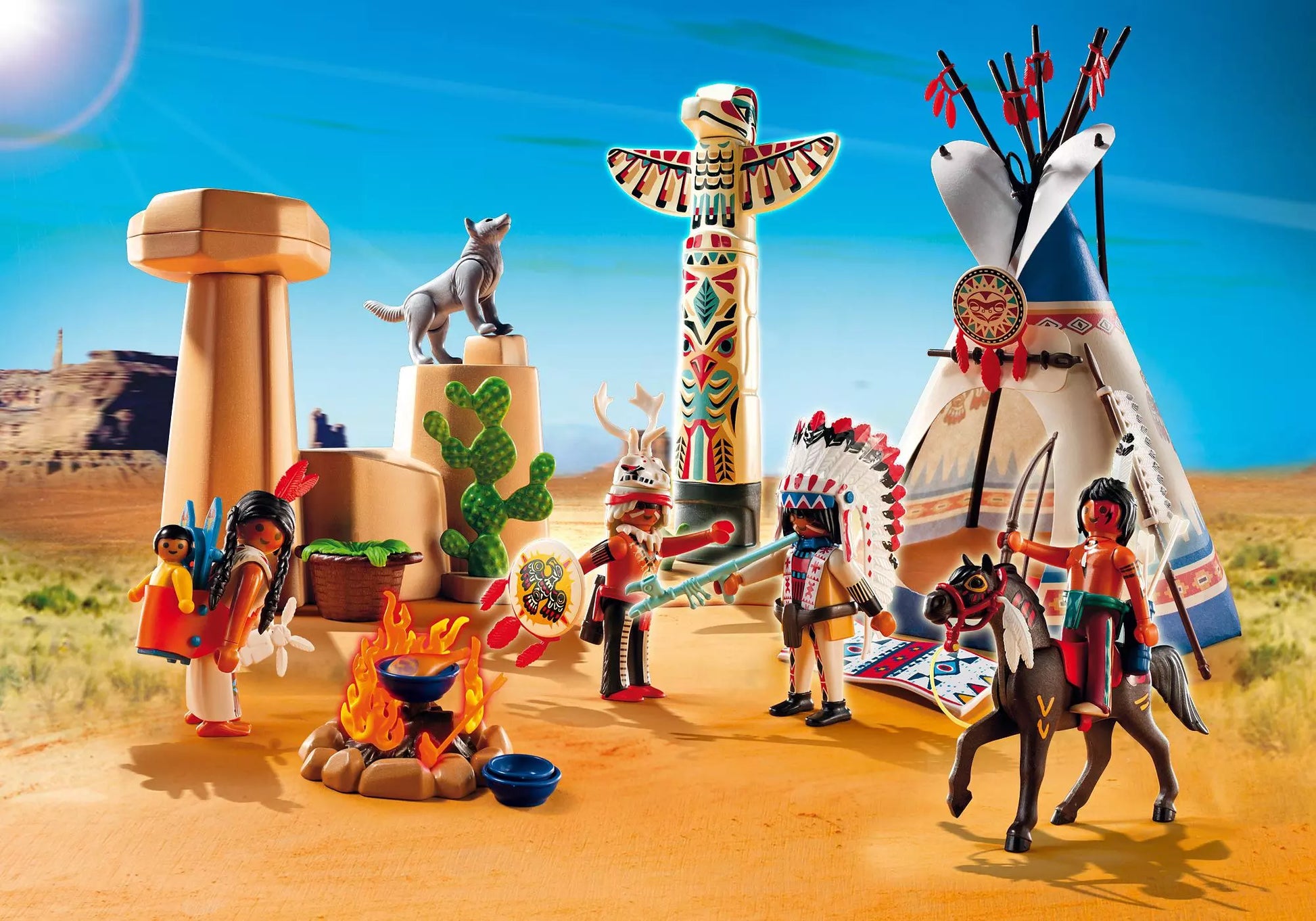 Playmobil 5247 Sammlerstück Western Indianercamp mit Totempfahl - plegobil