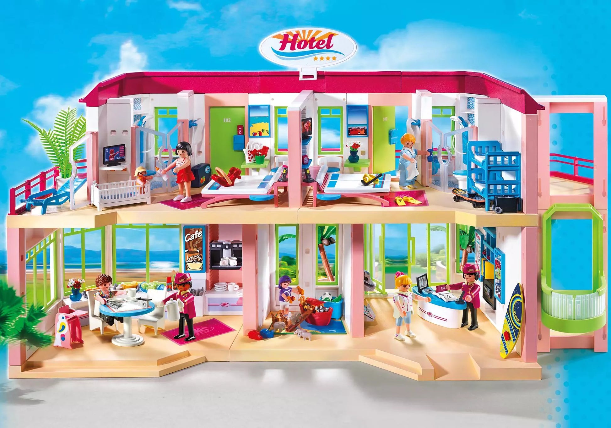 Playmobil 5265 Sammlerstück Summer Fun Großes Ferienhotel mit Einrichtung - plegobil