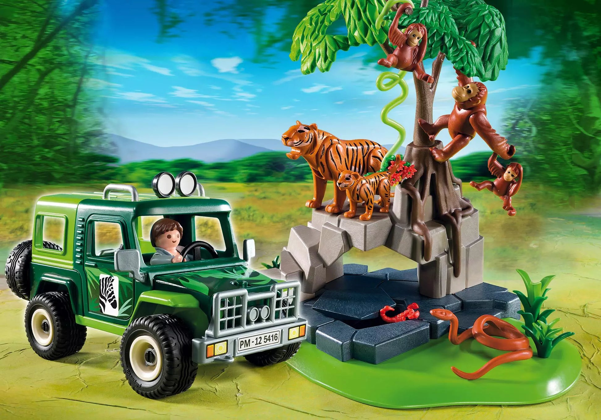 Playmobil 5416 Sammlerstück Wild Life Geländewagen bei Tigern und Orang-Utans - plegobil