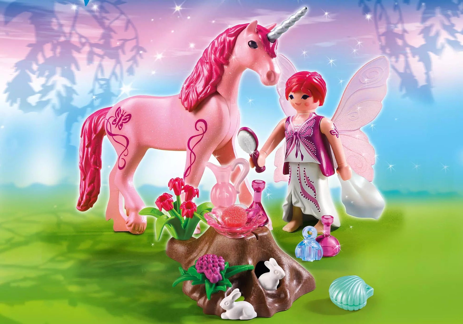 Playmobil 5443 Fairies Pflege-Fee mit Einhorn Rosenrot - plegobil