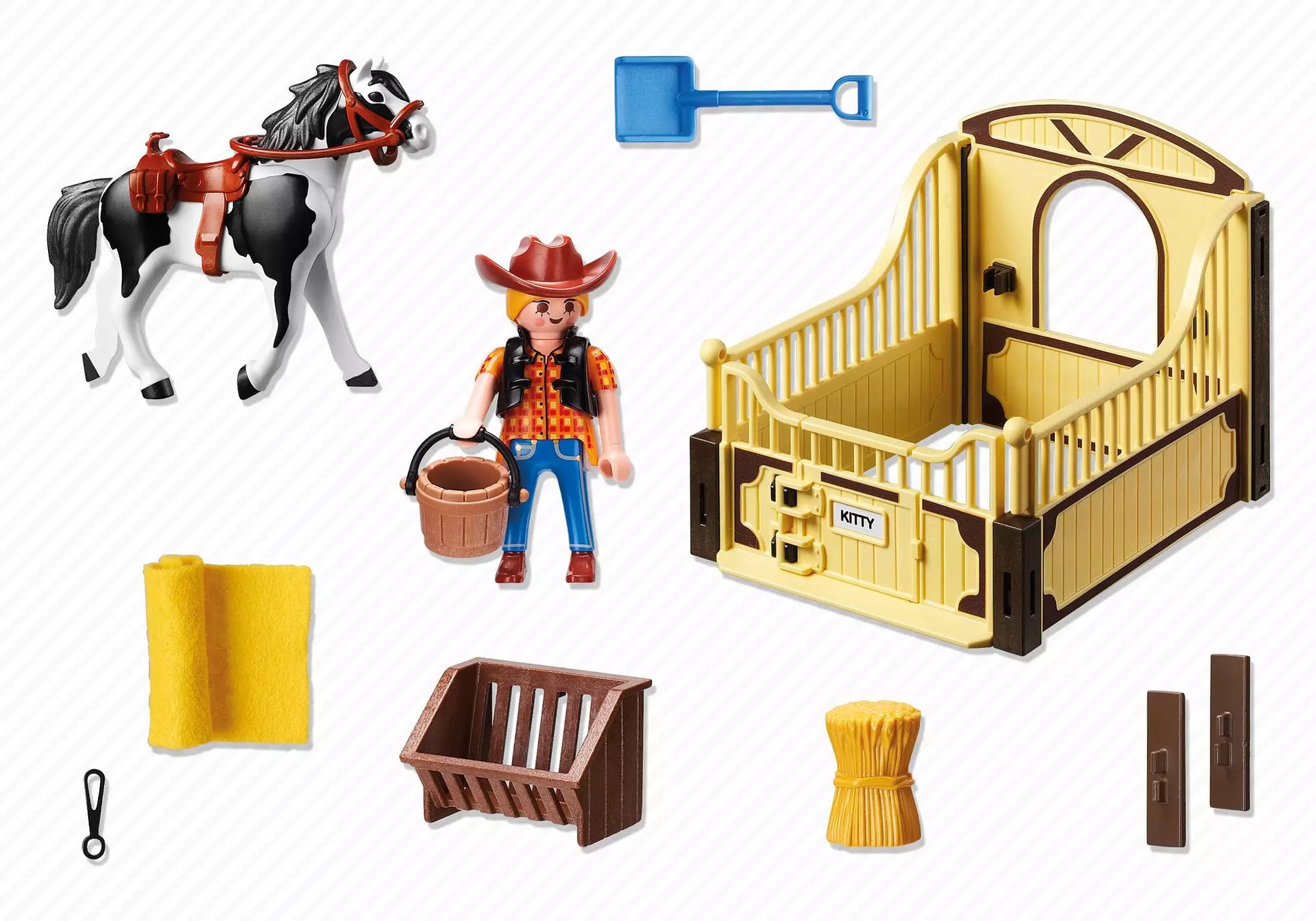 Playmobil 5516 Country Tinker mit braun-gelber Pferdebox - plegobil
