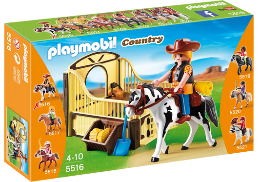 Playmobil 5516 Country Tinker mit braun-gelber Pferdebox - plegobil