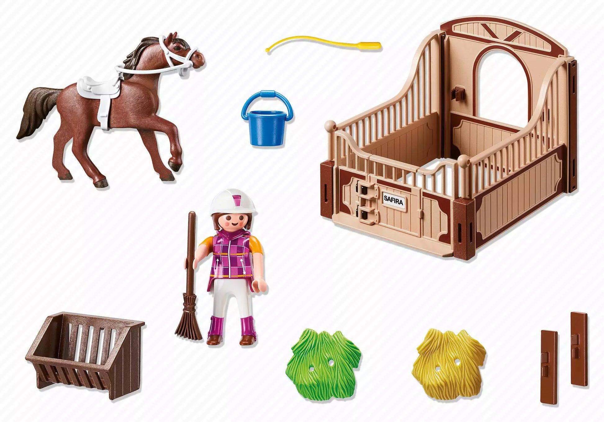 Playmobil 5518 Country Shagya Araber mit braun-beiger Pferdebox - plegobil