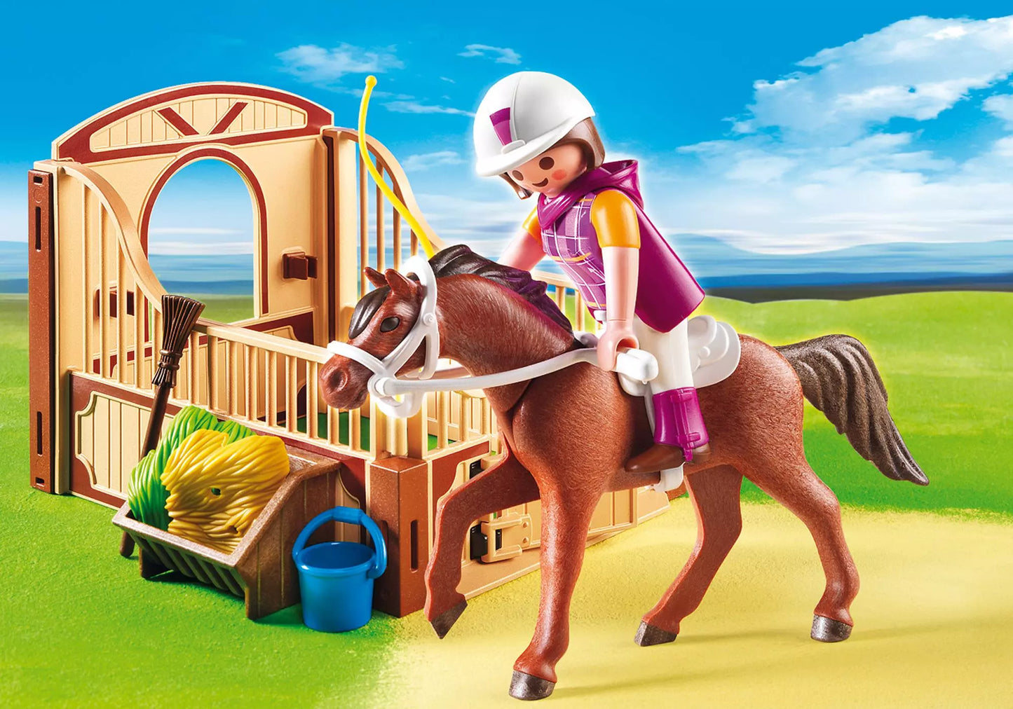 Playmobil 5518 Country Shagya Araber mit braun-beiger Pferdebox - plegobil