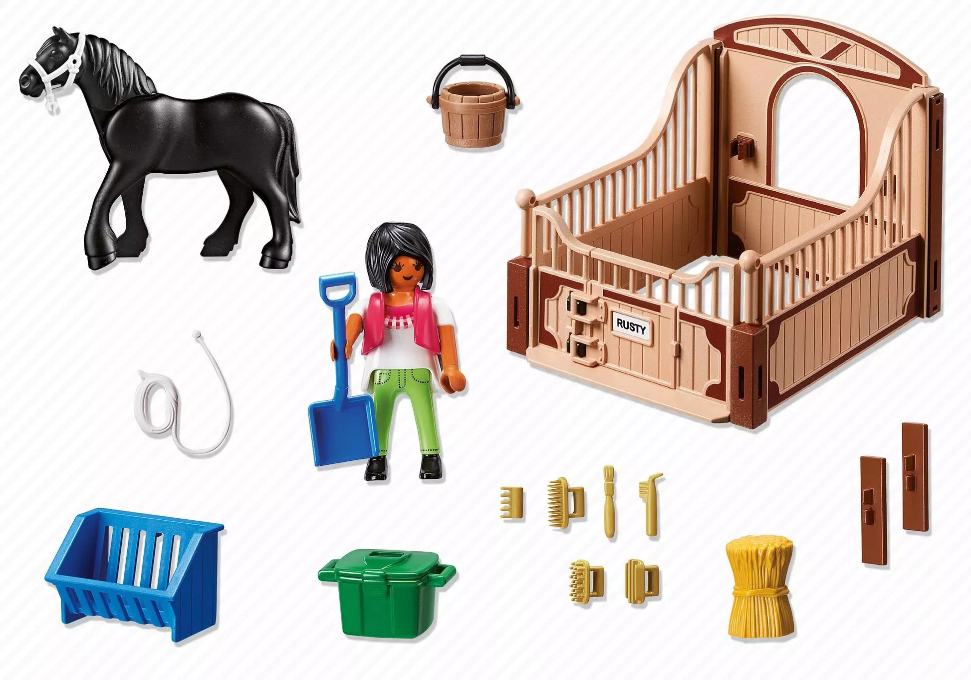 Playmobil 5519 Country Friese mit braun-beiger Pferdebox - plegobil