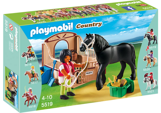 Playmobil 5519 Country Friese mit braun-beiger Pferdebox - plegobil
