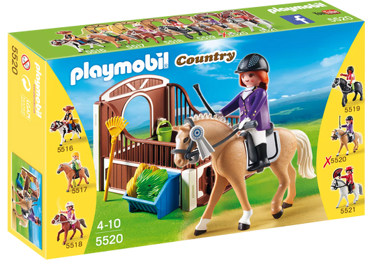 Playmobil 5520 Country Warmblut mit weiß-brauner Pferdebox - plegobil
