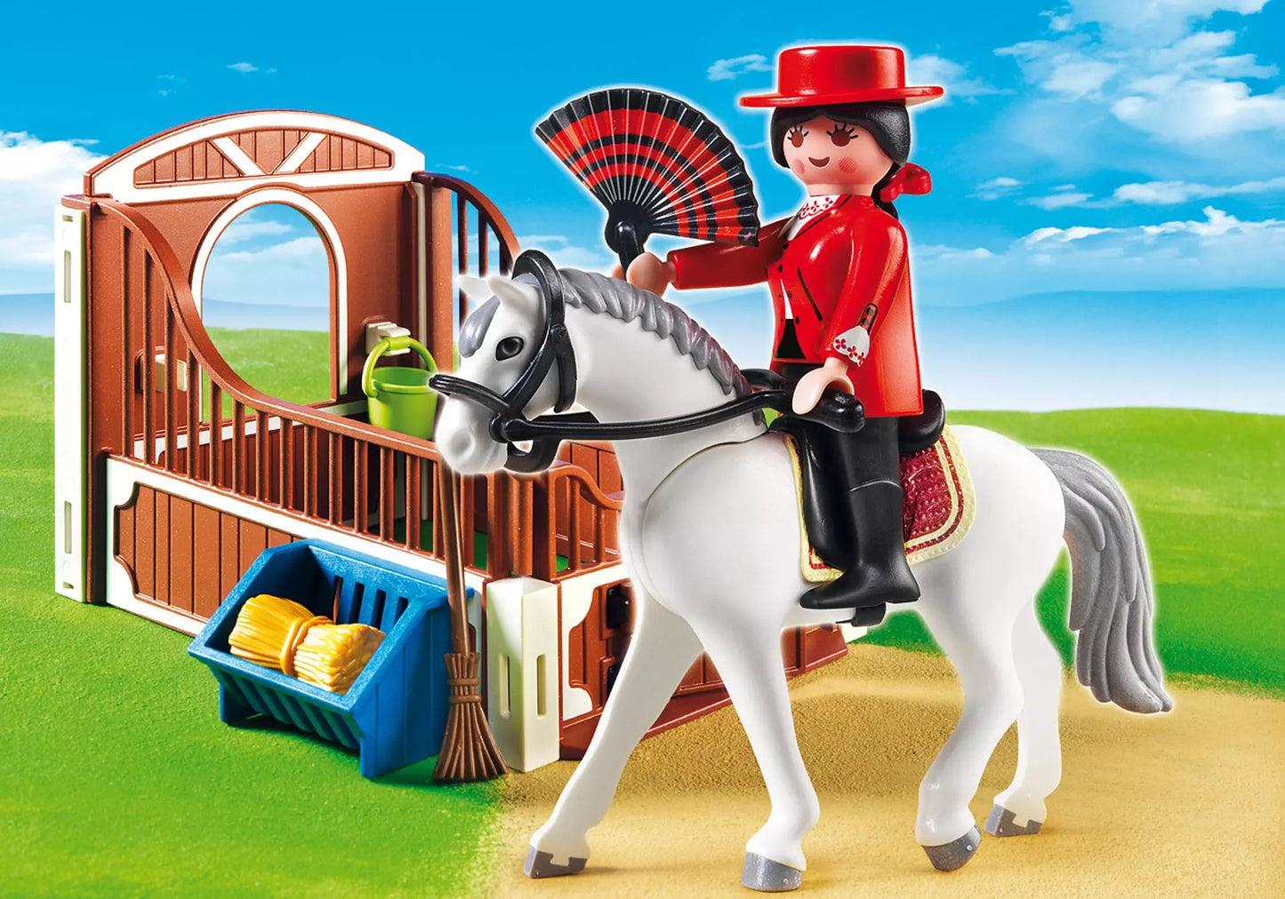 Playmobil 5521 Country Andalusier mit brauner Pferdebox - plegobil