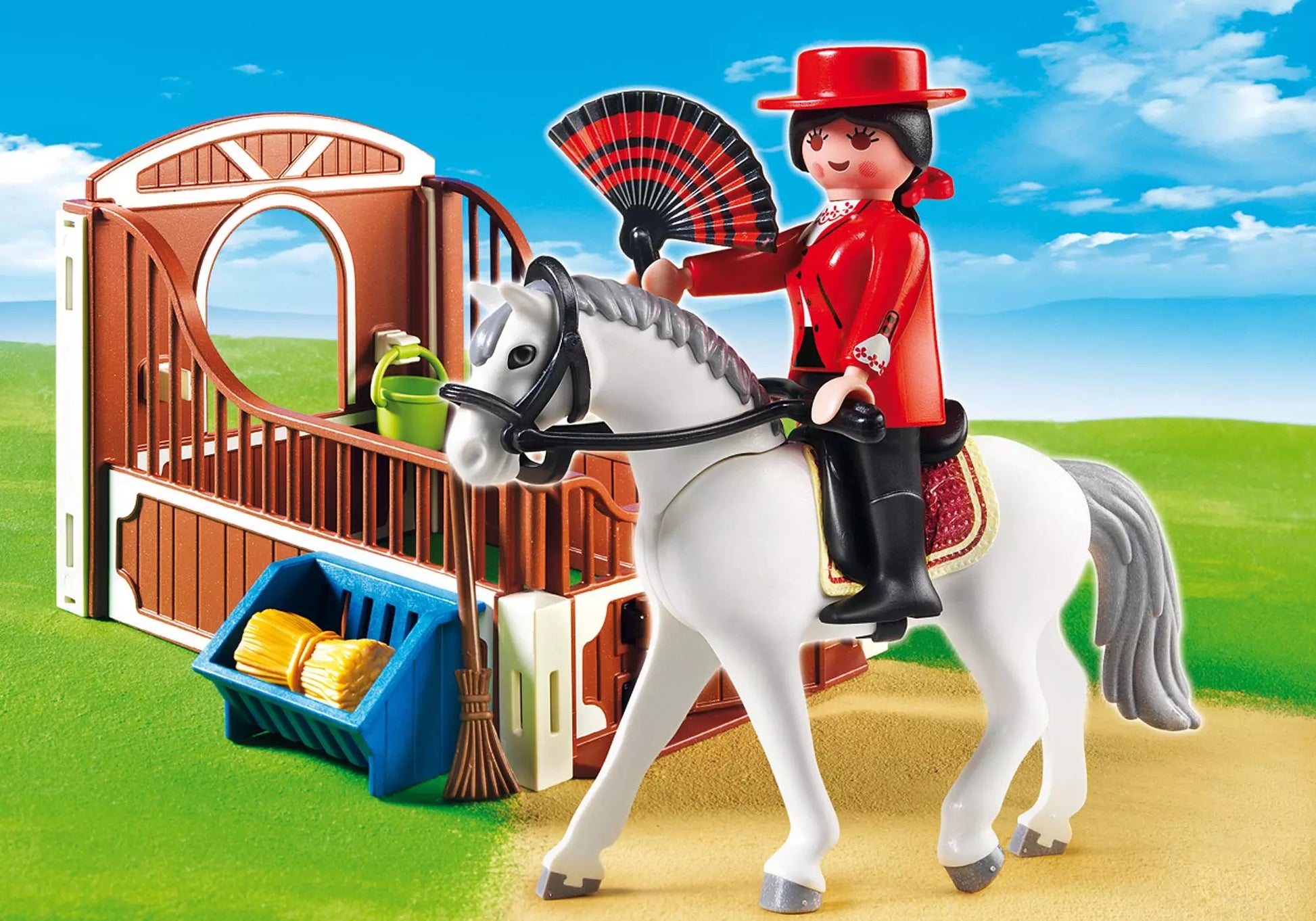 Playmobil 5521 Country Andalusier mit brauner Pferdebox - plegobil