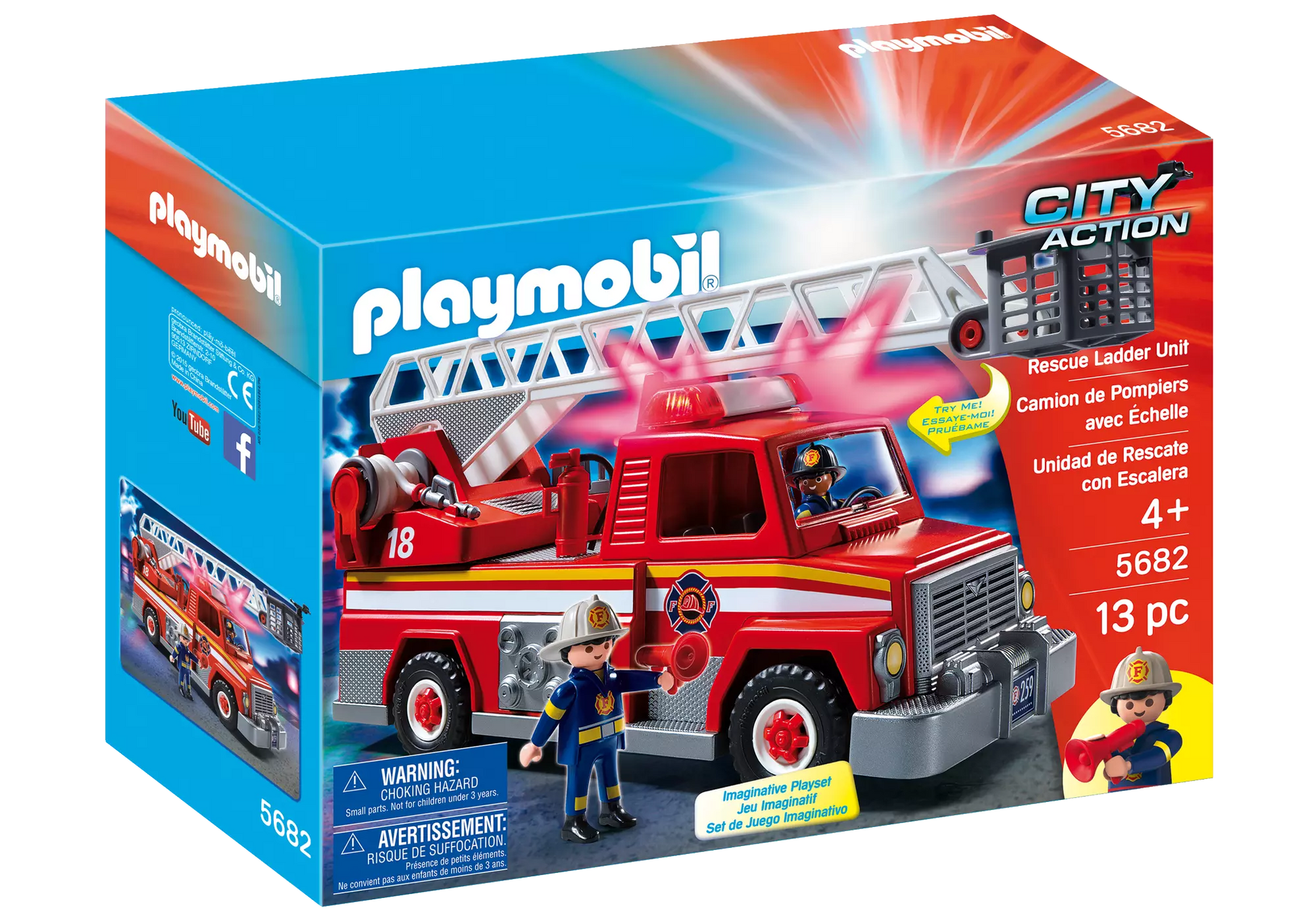 Playmobil 5682 City Action Amerikanischer Feuerwehr Leiterwagen - plegobil