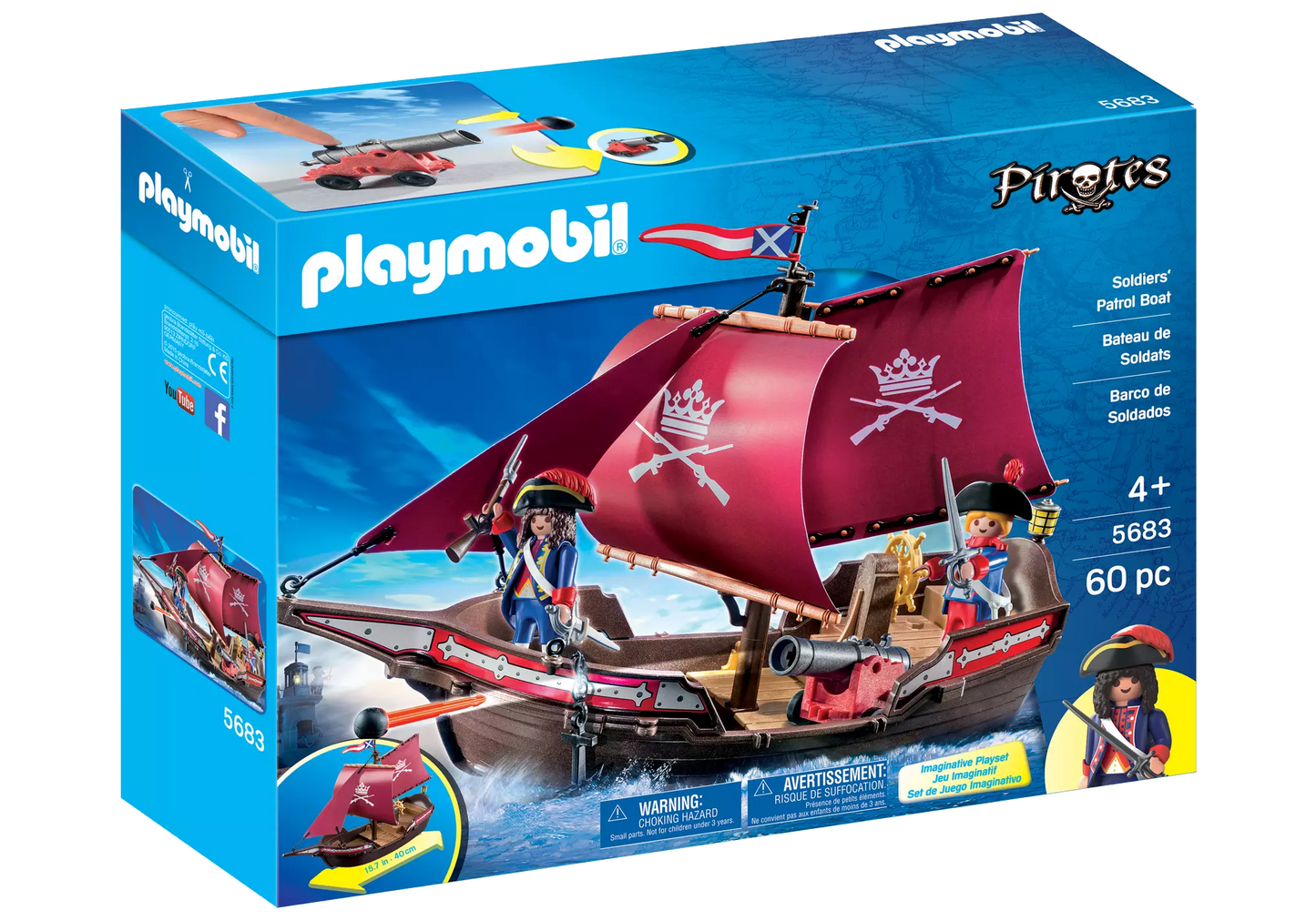 Playmobil 5683 Pirates Soldaten Patrouillenboot mit Kanone - plegobil