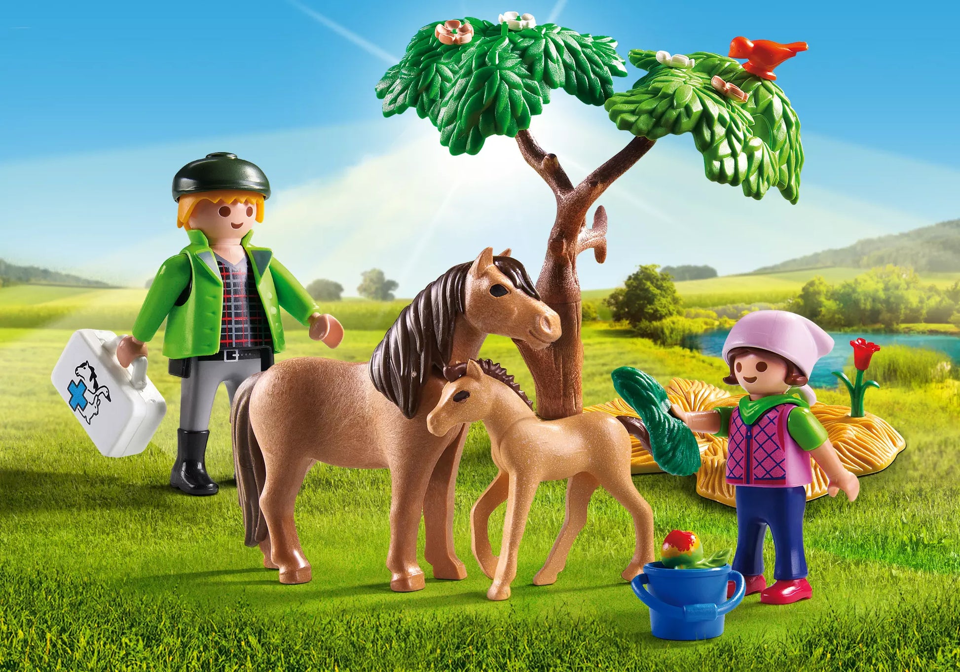 Playmobil 5687 Country Reiterhof Tierarzt mit Pony und Fohlen - plegobil