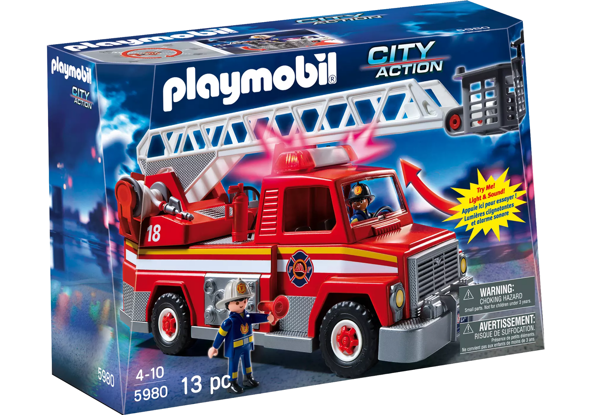 Playmobil 5980 City Action Amerikanischer Feuerwehr Leiterwagen - plegobil