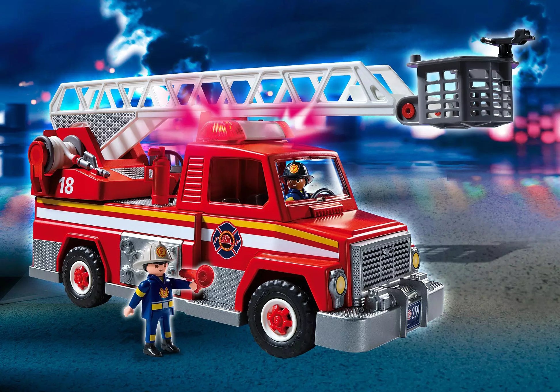 Playmobil 5980 City Action Amerikanischer Feuerwehr Leiterwagen - plegobil