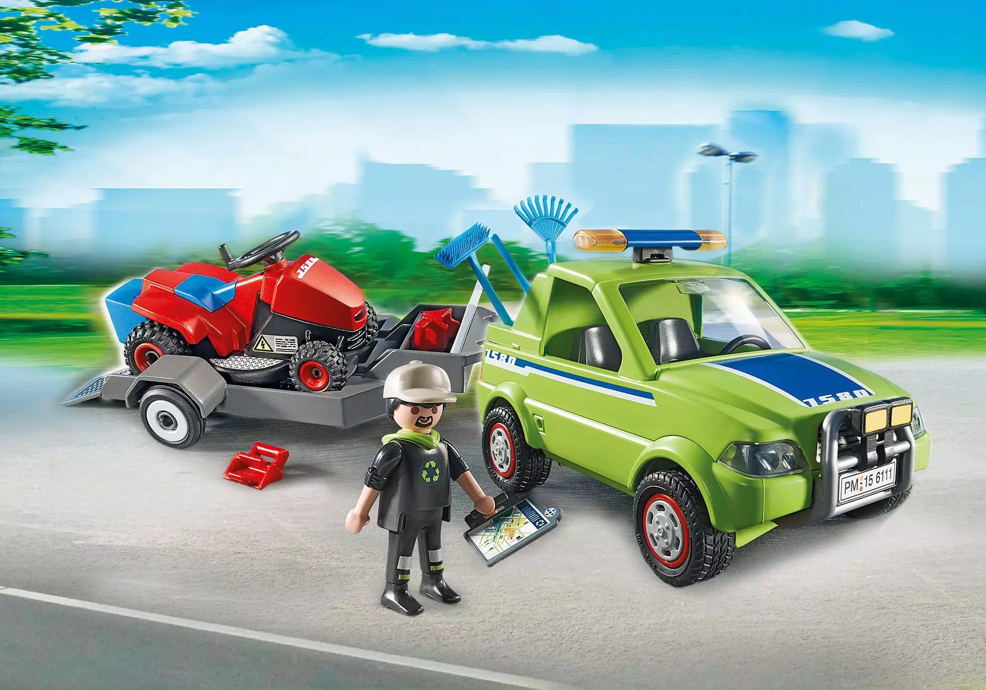 Playmobil 6111 City Action Service-Fahrzeug mit Rasenmäher (Folienverpackung) - plegobil