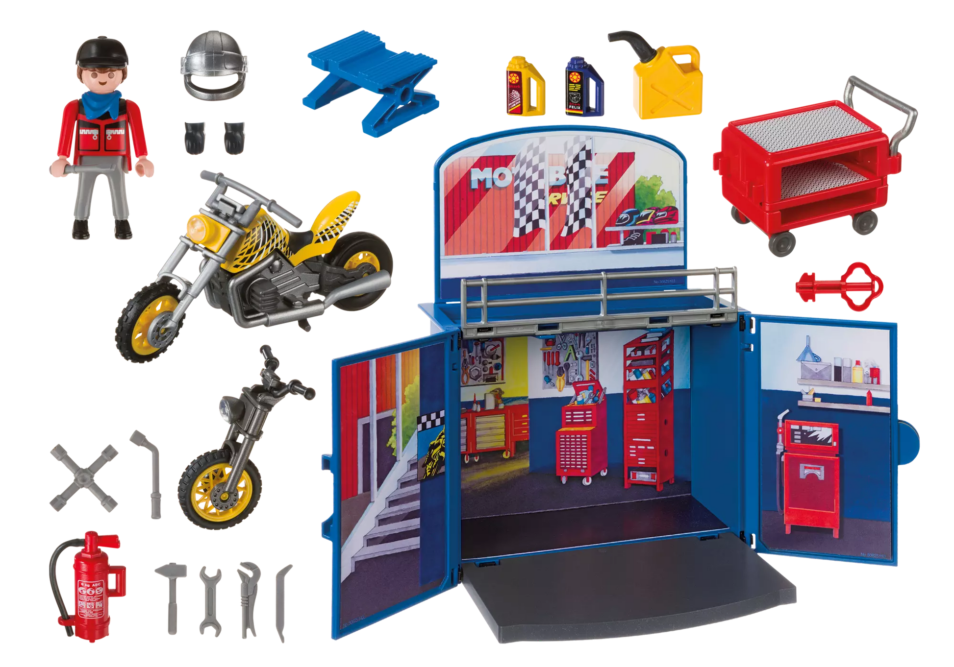 Playmobil 6157 City Action Aufklapp Spiel Box Motorradwerkstatt - plegobil