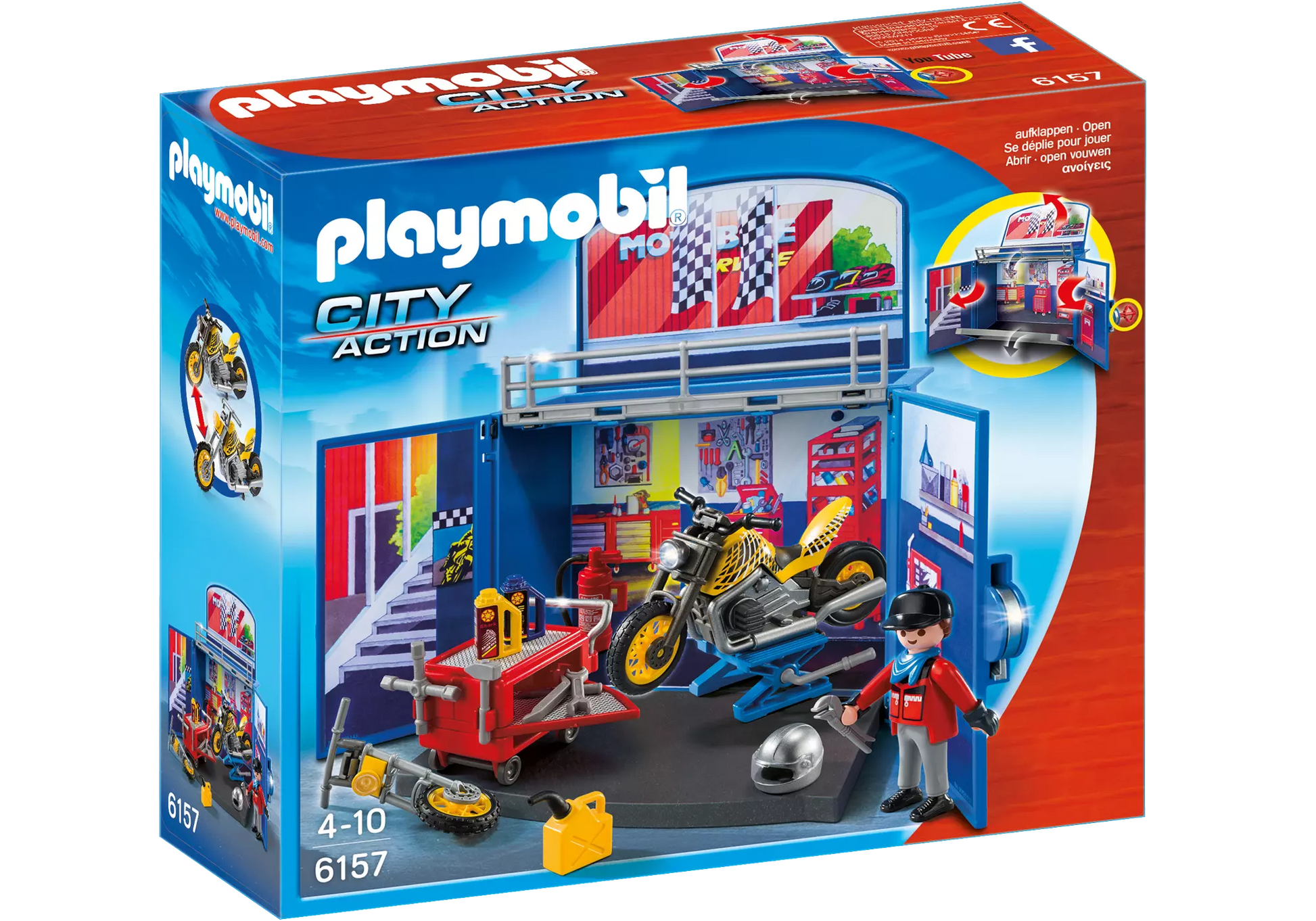 Playmobil 6157 City Action Aufklapp Spiel Box Motorradwerkstatt - plegobil