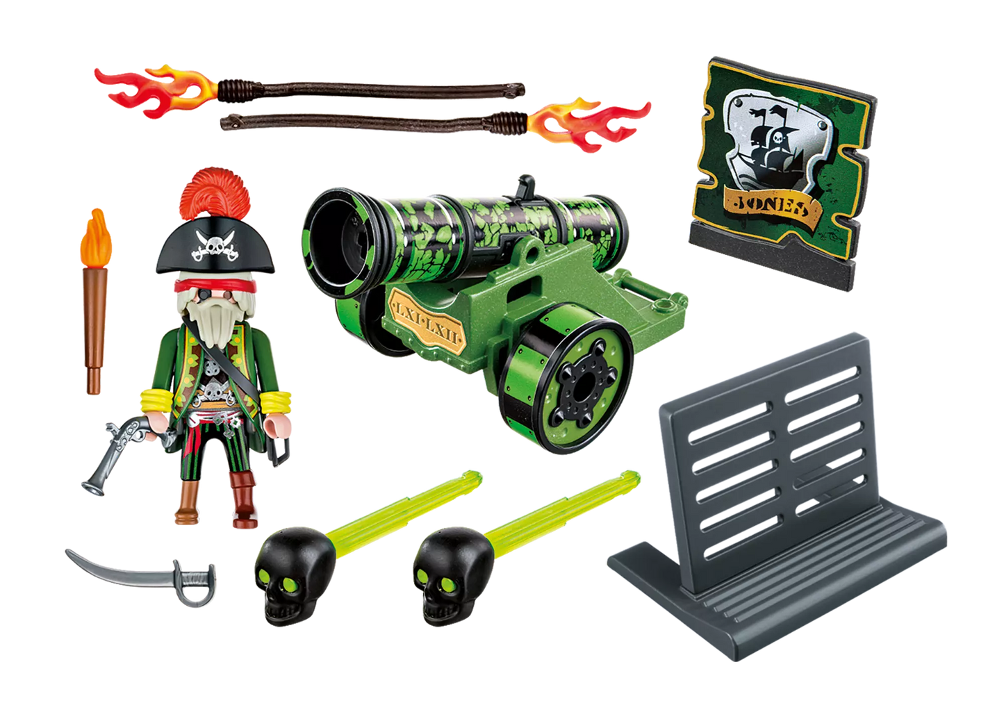 Playmobil 6162 Pirates Grüne App-Kanone mit Piratenkapitän - plegobil