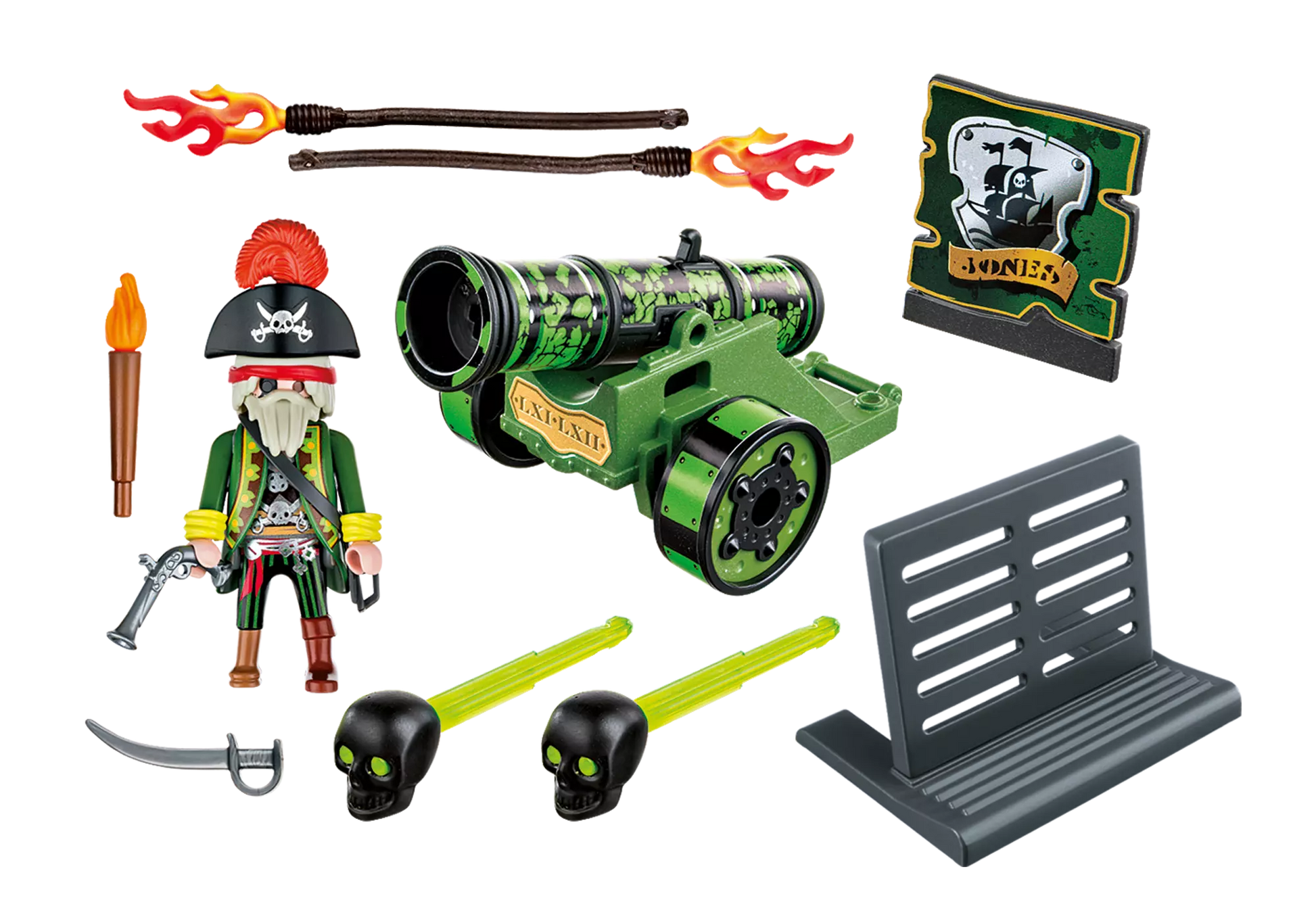 Playmobil 6162 Pirates Grüne App-Kanone mit Piratenkapitän - plegobil