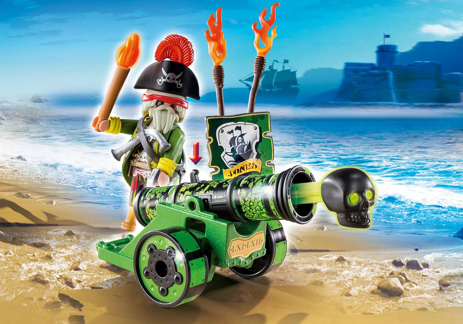 Playmobil 6162 Pirates Grüne App-Kanone mit Piratenkapitän - plegobil