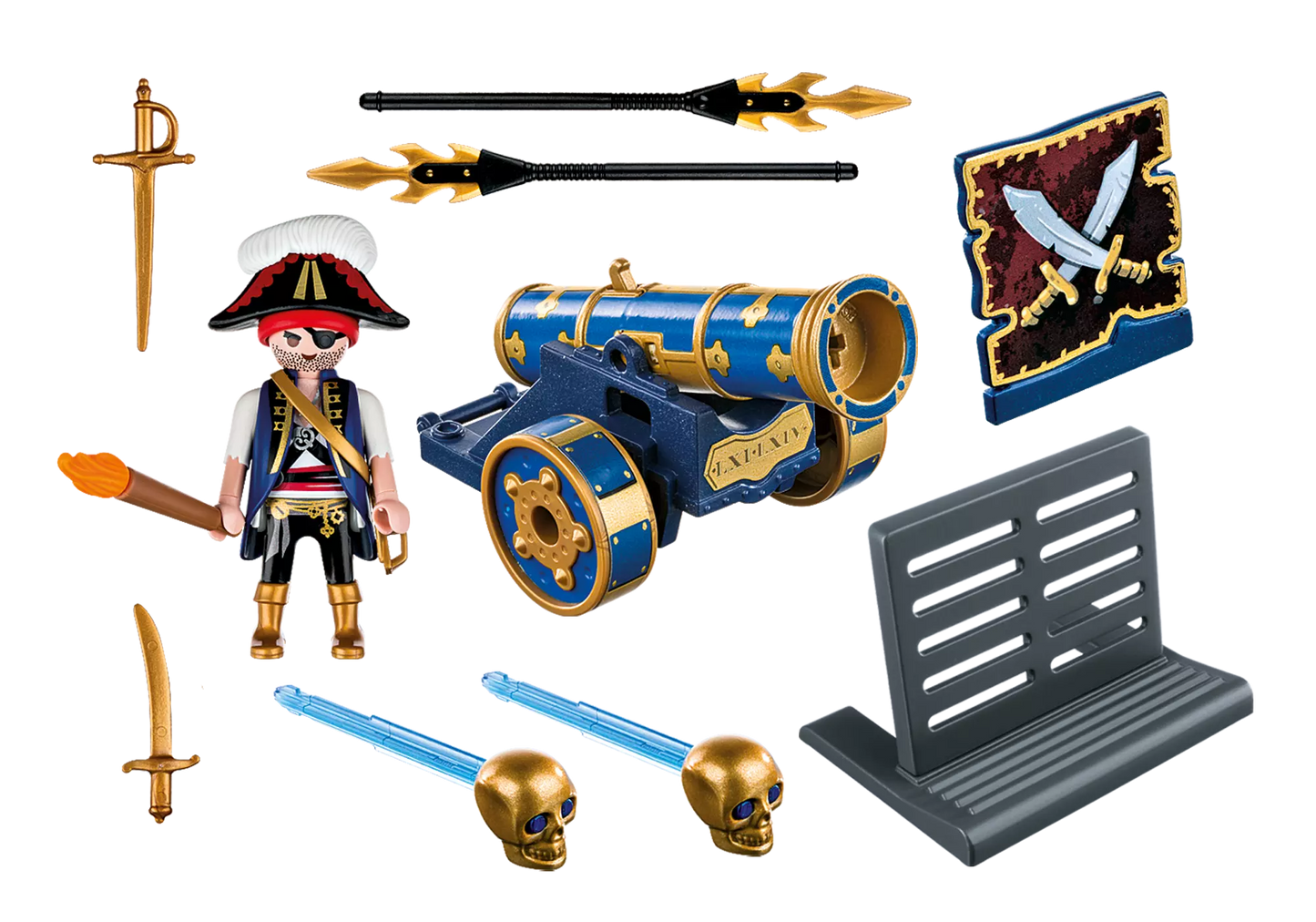Playmobil 6164 Pirates Blaue App-Kanone mit Piraten-Offizier - plegobil