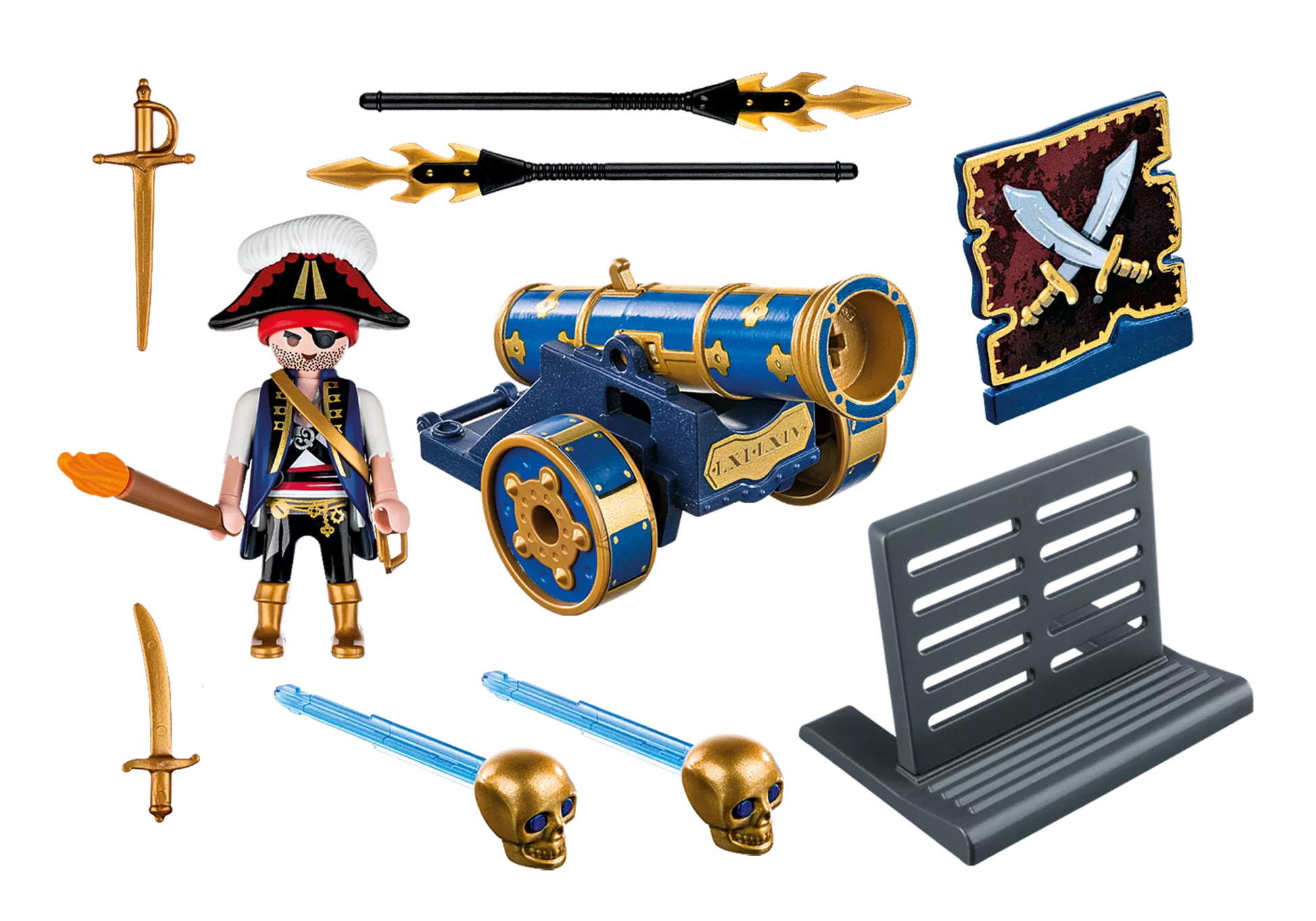 Playmobil 6164 Pirates Blaue App-Kanone mit Piraten-Offizier - plegobil