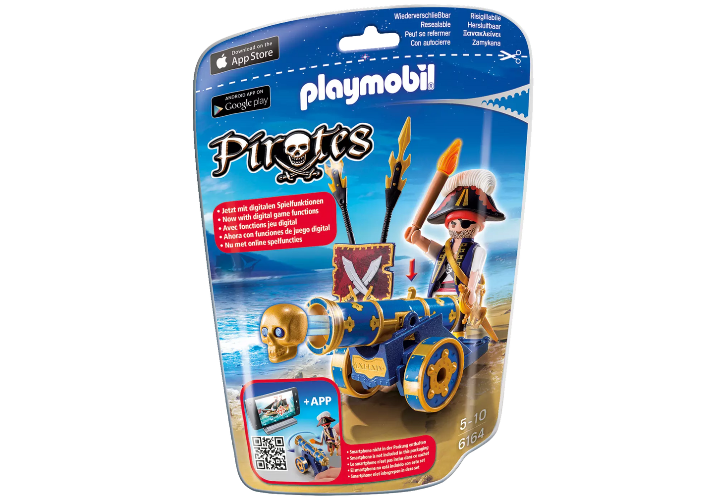 Playmobil 6164 Pirates Blaue App-Kanone mit Piraten-Offizier - plegobil