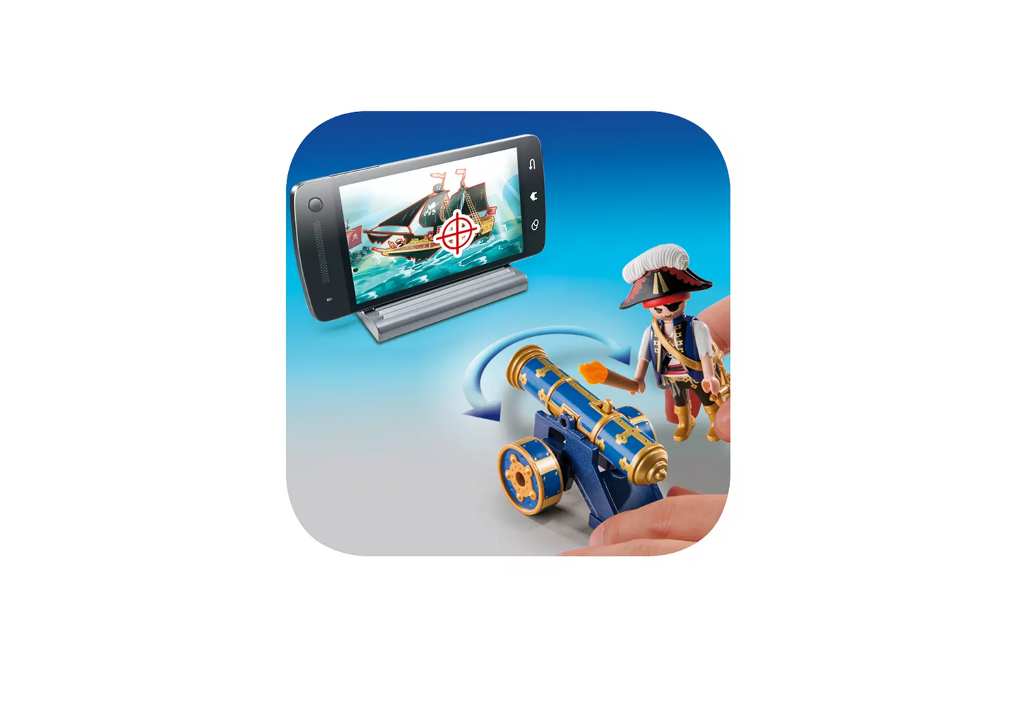 Playmobil 6164 Pirates Blaue App-Kanone mit Piraten-Offizier - plegobil