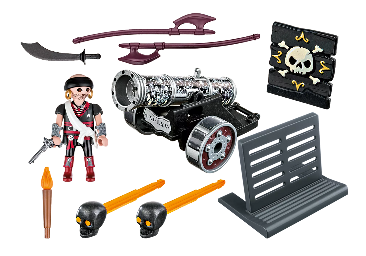 Playmobil 6165 Pirates Schwarze App-Kanone mit Seeräuber - plegobil