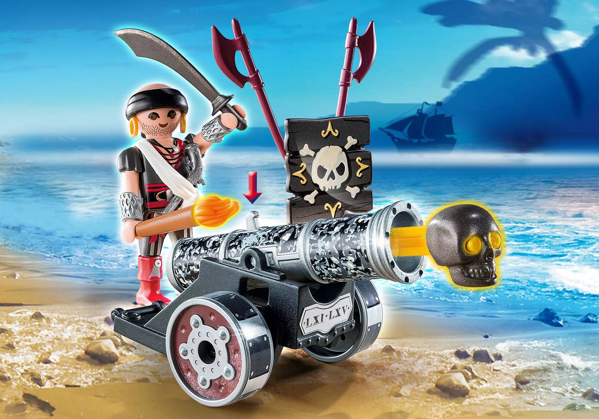Playmobil 6165 Pirates Schwarze App-Kanone mit Seeräuber - plegobil