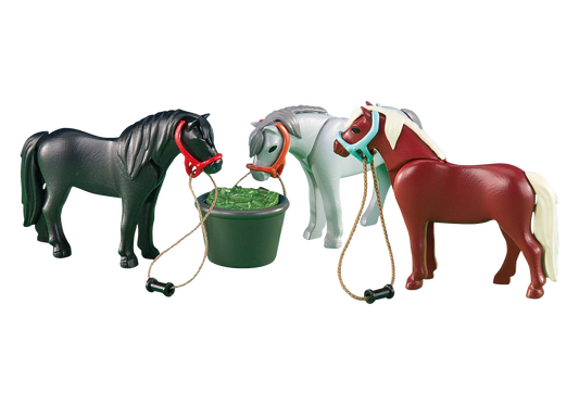 Playmobil 6256 Country 3 Ponys mit Futtertrog (Folienverpackung) - plegobil