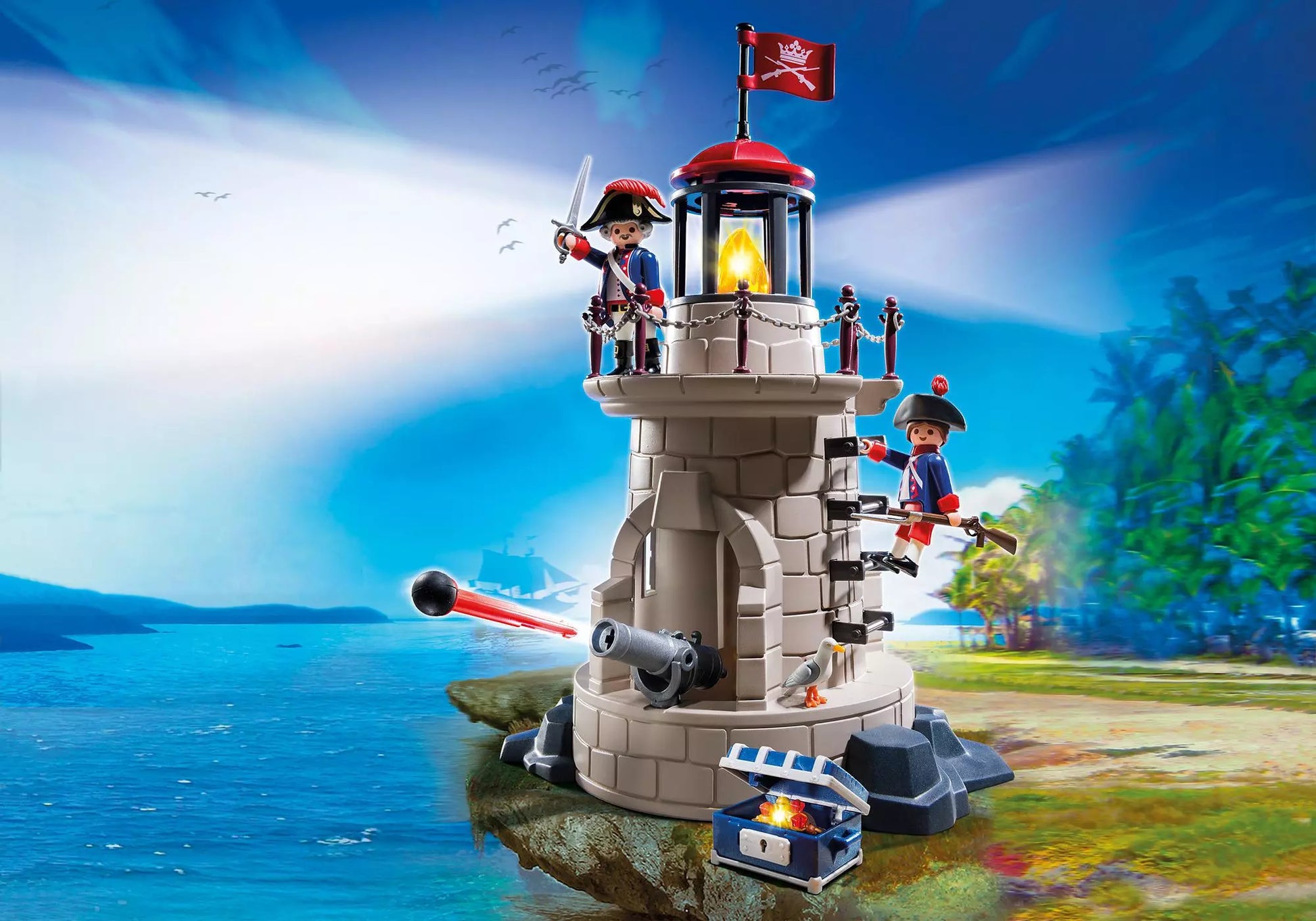 Playmobil 6680 Pirates Soldatenturm mit Leuchtfeuer - plegobil