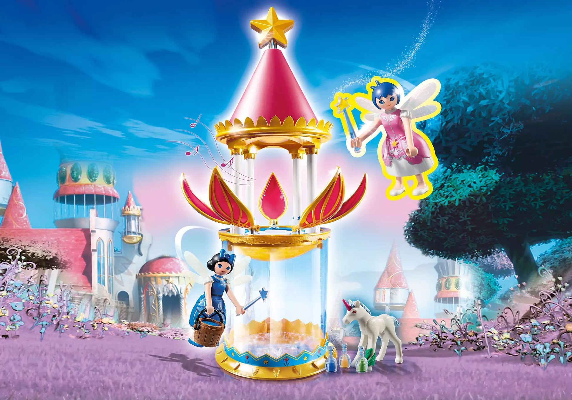 Playmobil 6688 Super 4 Zauberhafter Blütenturm mit Feen-Spieluhr und Twinkle - plegobil