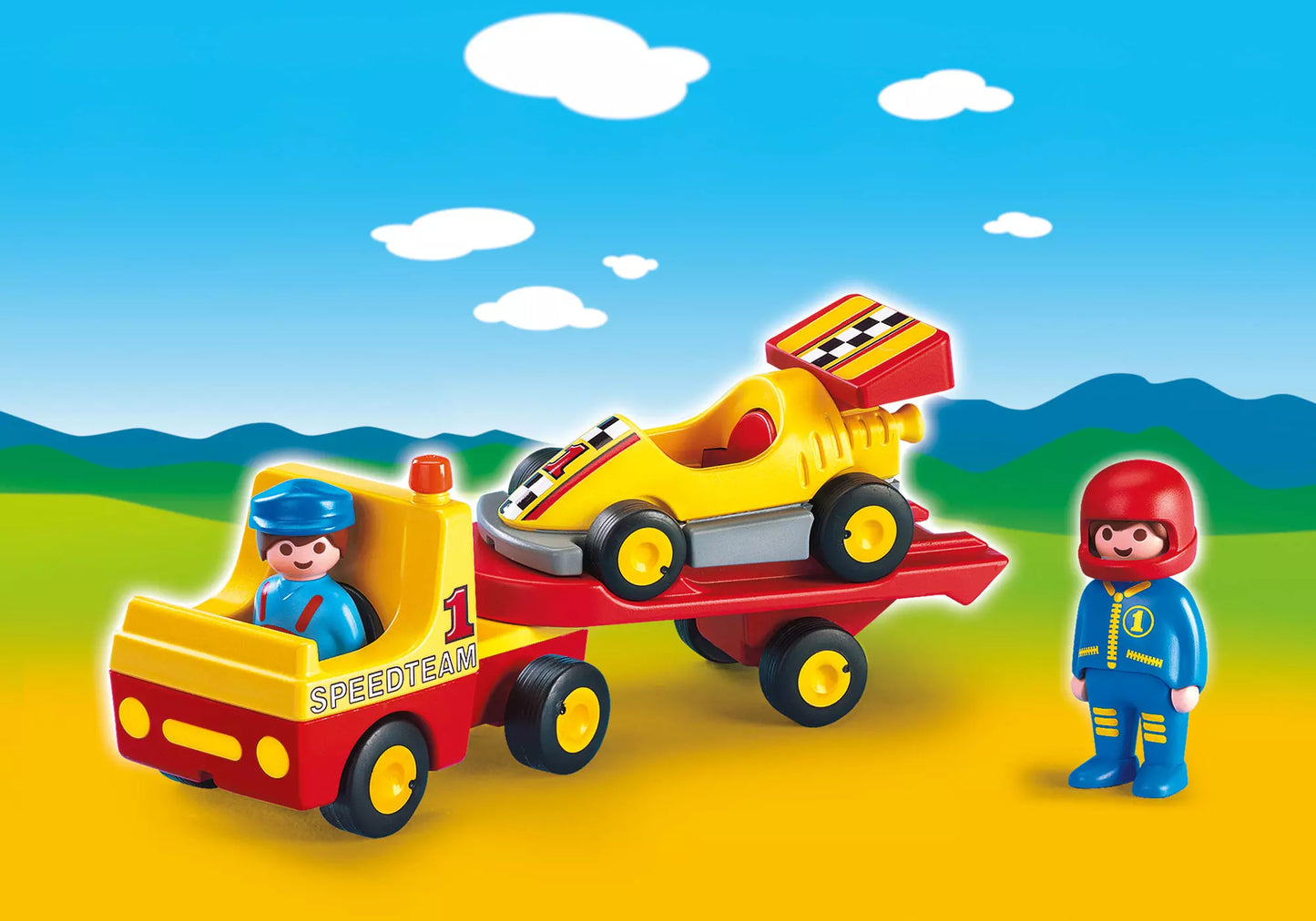 Playmobil 6761 Sammlerstück 1-2-3 Rennauto mit Transporter - plegobil