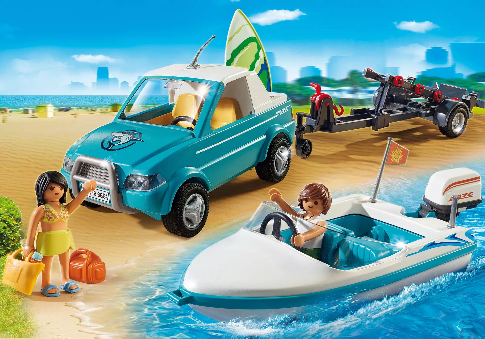 Playmobil 6864 Summer Fun Surfer-Pickup mit Speedboat - plegobil