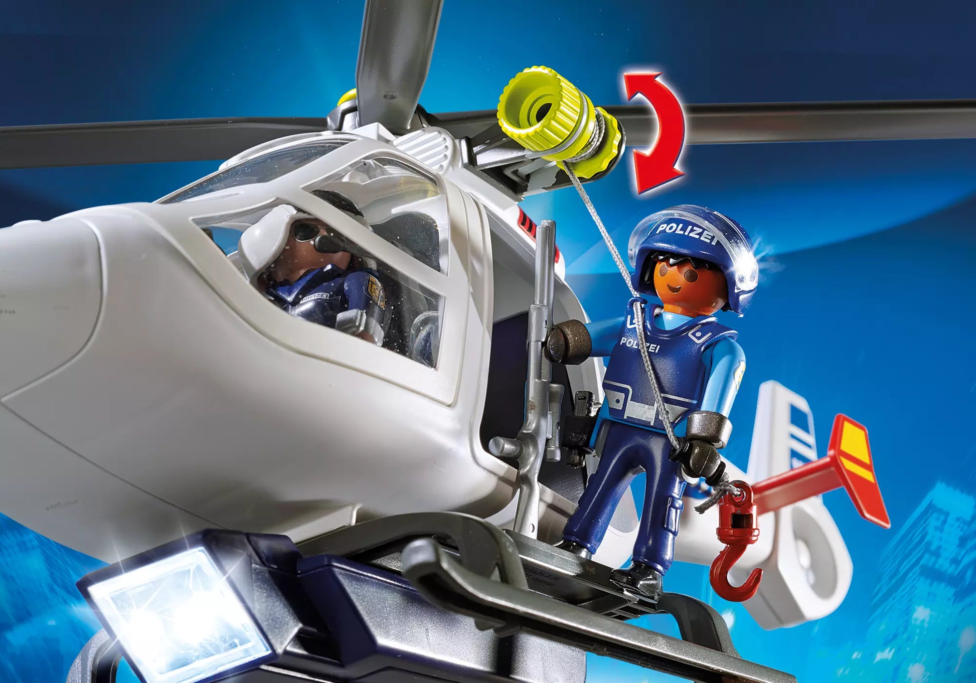 Playmobil 6874 City Action Polizei-Helikopter mit LED-Suchscheinwerfer - plegobil