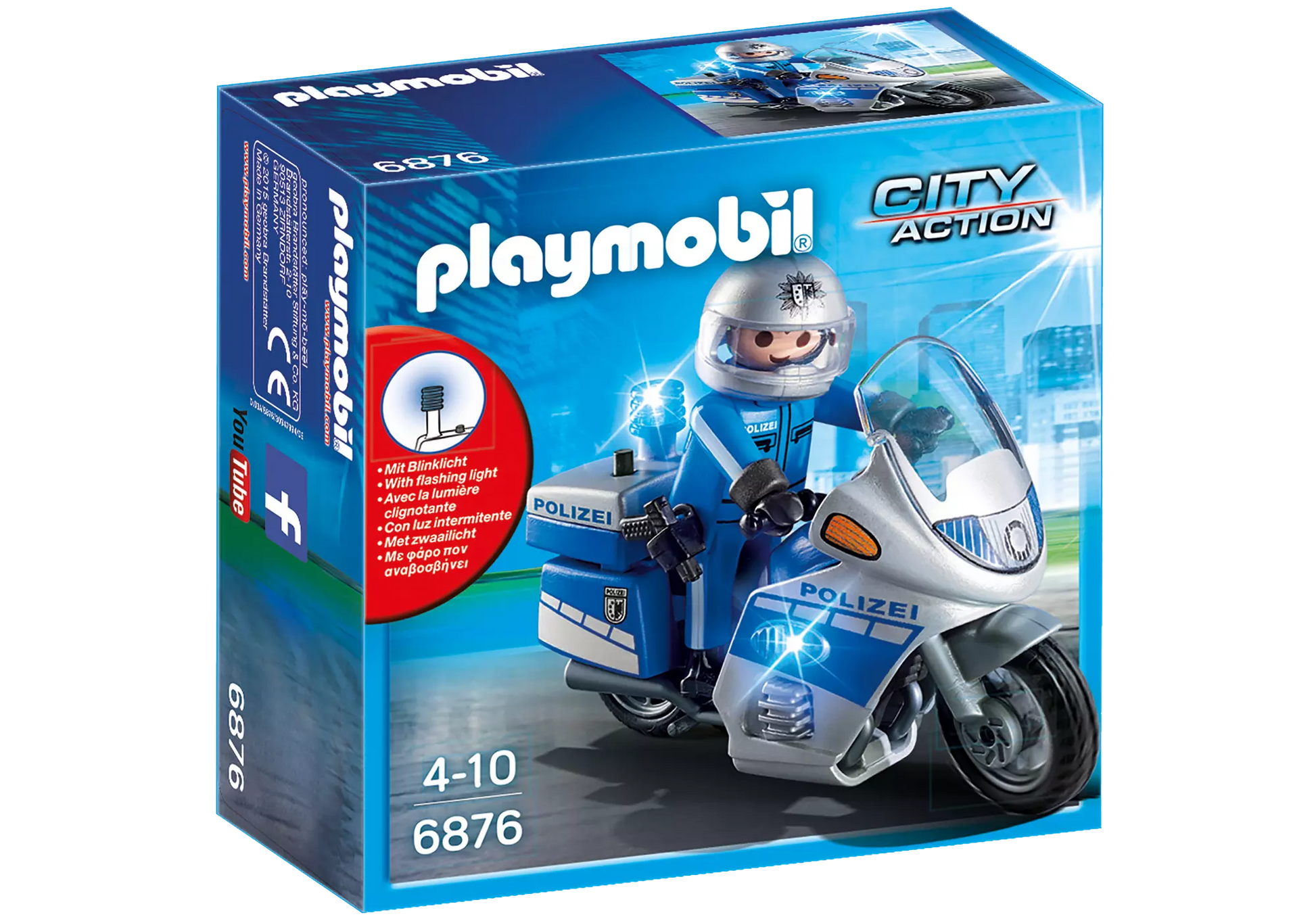Playmobil 6876 City Action Motorradstreife mit LED Blinklicht - plegobil