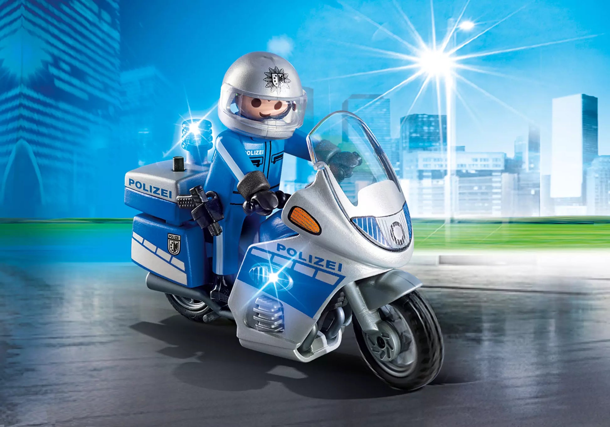 Playmobil 6876 City Action Motorradstreife mit LED Blinklicht - plegobil