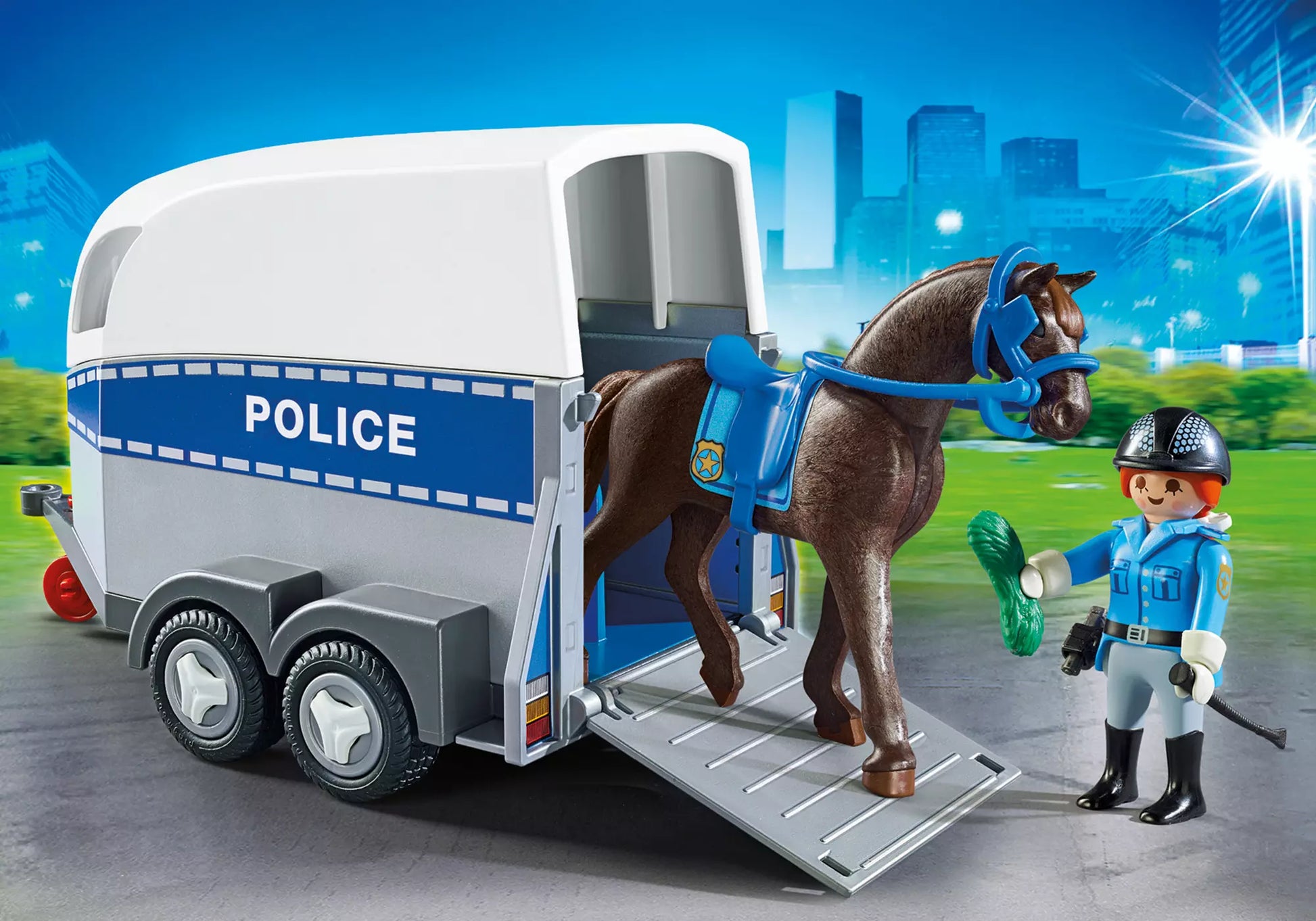 Playmobil 6922 City Action Polizeipferd mit Anhänger - plegobil