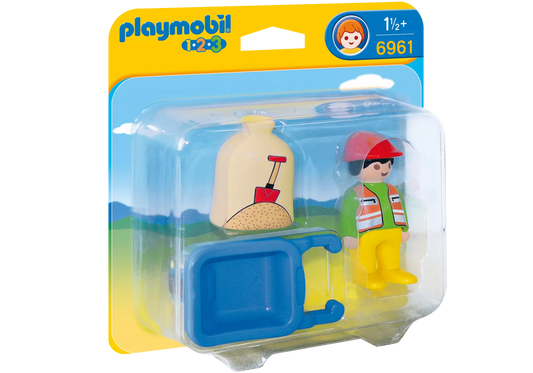 Playmobil 6961 1-2-3 Bauarbeiter mit Schubkarre - plegobil