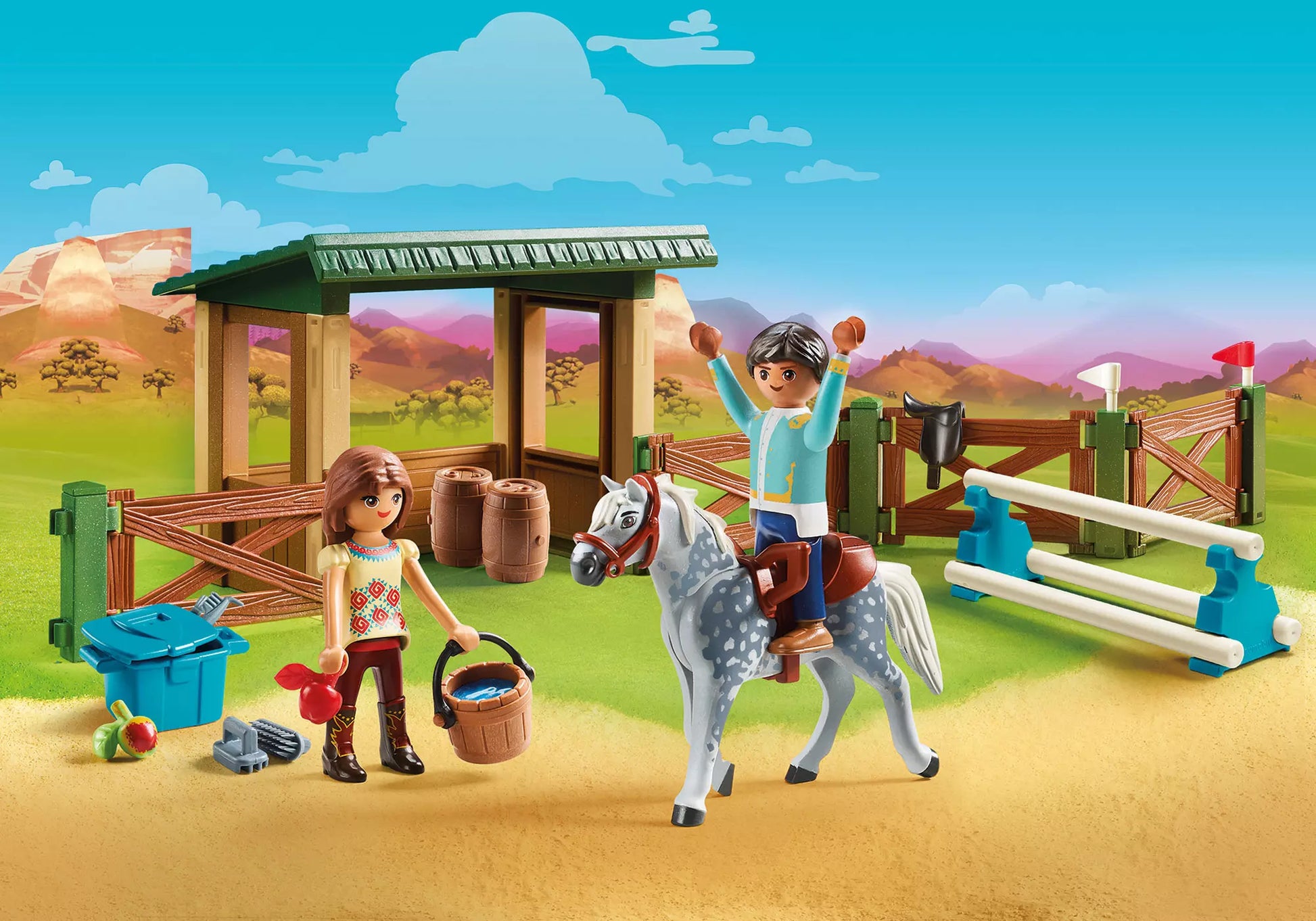 Playmobil 70119 Spirit Reitplatz mit Lucky & Javier - plegobil