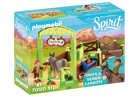 Playmobil 70120 Spirit Pferdebox Snips & Herr Karot - plegobil