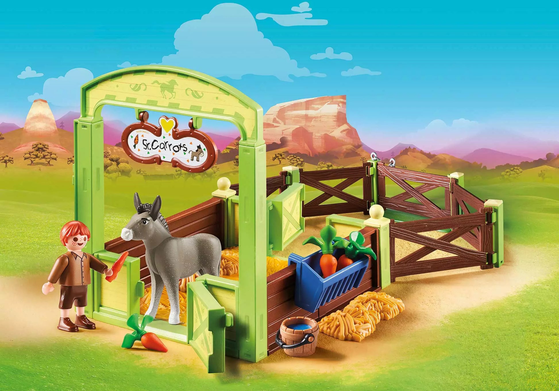 Playmobil 70120 Spirit Pferdebox Snips & Herr Karot - plegobil
