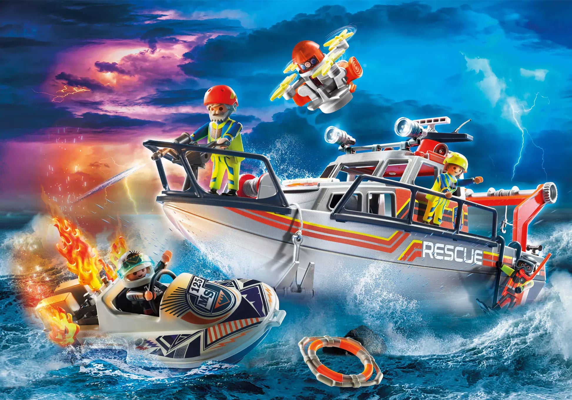 Playmobil 70140 City Action Seenot: Löscheinsatz mit Rettungskreuzer - plegobil