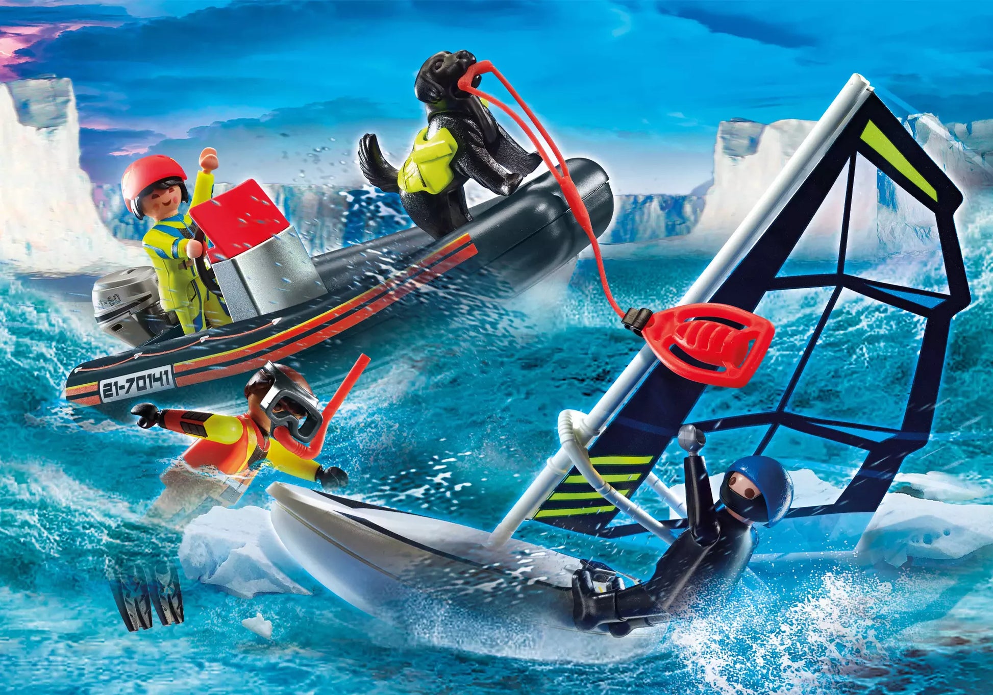 Playmobil 70141 City Action Seenot: Polarsegler-Rettung mit Schlauchboot - plegobil