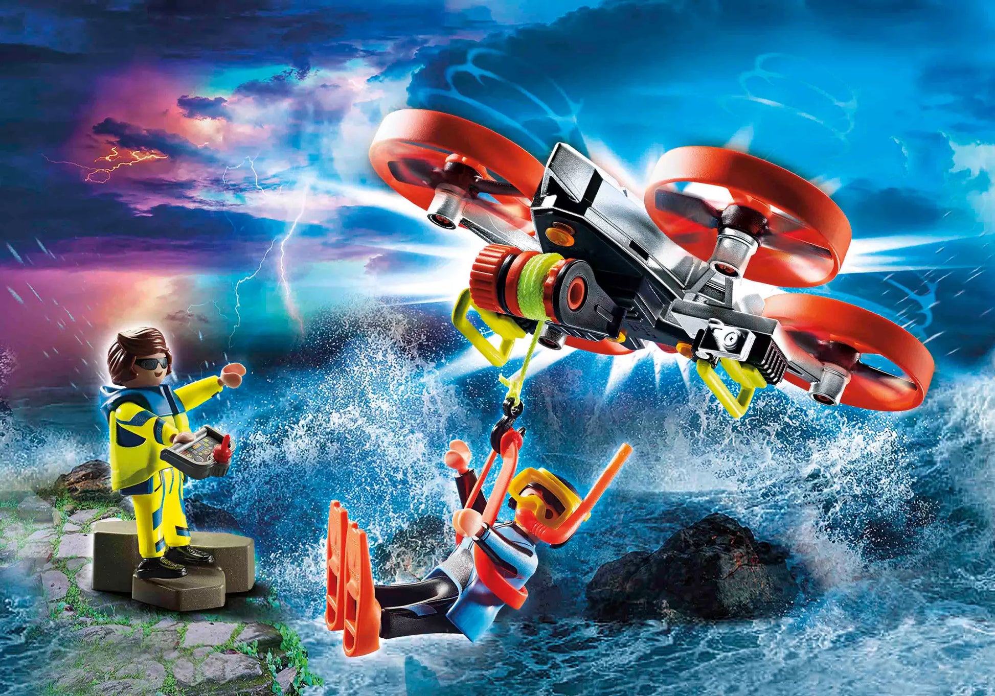 Playmobil 70143 City Action Seenot: Taucher-Bergung mit Rettungsdrohne - plegobil