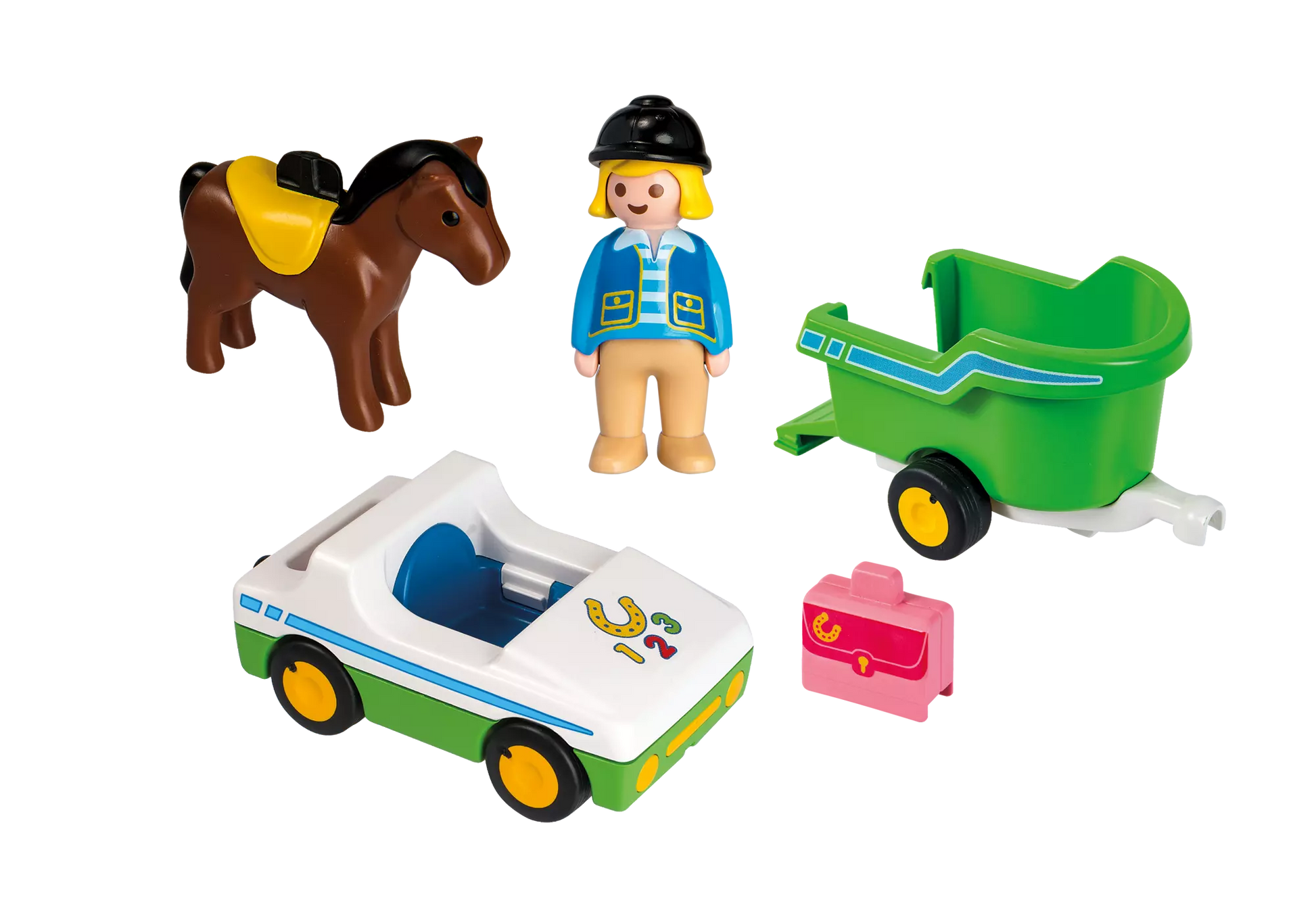 Playmobil 70181 1-2-3 PKW mit Pferdeanhänger - plegobil